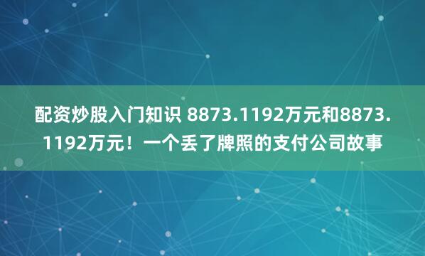 配资炒股入门知识 8873.1192万元和8873.1192万元！一个丢了牌照的支付公司故事